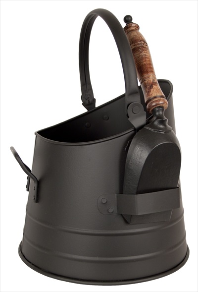 Round Bucket With Shovel Black Finish - Click Image to Close